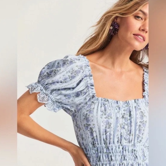 LoveShackFancy Terrence Floral Midi-Dress Large - Picture 7 of 14